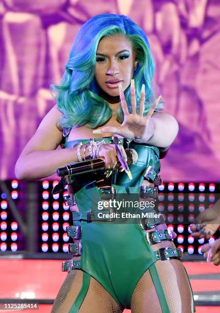 Rapper Cardi B performs during the 2019 Adult Video News Awards at The Joint inside the Hard Rock Hotel & Casino on January 26, 2019 in Las Vegas,...