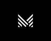 Letter M vector line  design. Creative minimalism type icon symbol.