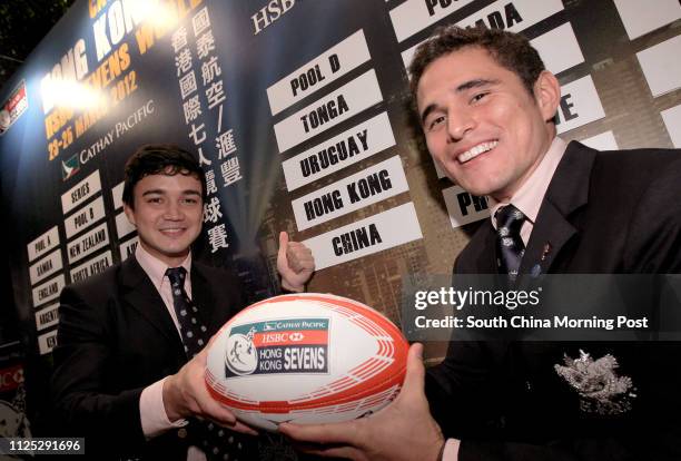 Caption Rowan Varty of Hong Kong Sevens and Keith Robertson at the official draw of the Cathay Pacific/HSBC Hong Kong Sevens 2012, at Exchange...