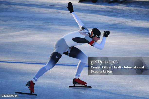 Jeremias Marx of Germany competes during the Men Neo Senior 500M sprint race Day two of Junior World Cup Speed Skating at the Oulunkylaen...