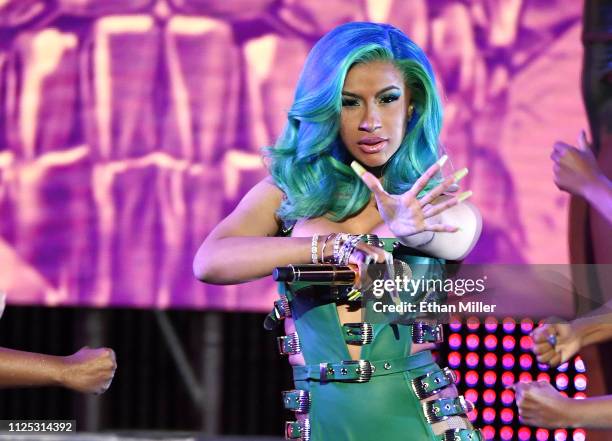 Rapper Cardi B performs during the 2019 Adult Video News Awards at The Joint inside the Hard Rock Hotel & Casino on January 26, 2019 in Las Vegas,...