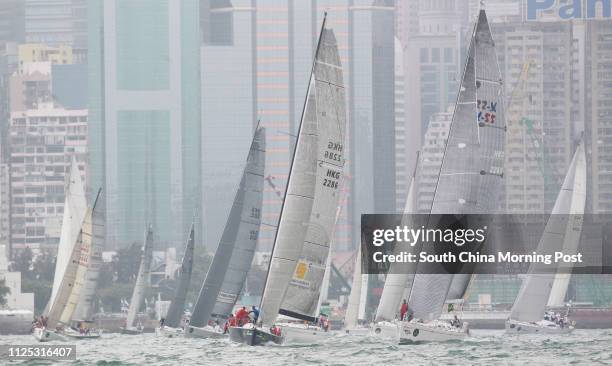 The 2012 Rolex China Sea Race sees the China Sea Race celebrate its 50th Anniversary. The boats set off from Victoria Harbour. 04APR12