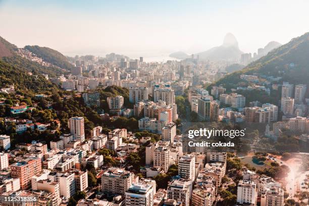 aerial view of botafogo disctrict at rio de janeiro - rio de janeiro buildings stock pictures, royalty-free photos & images