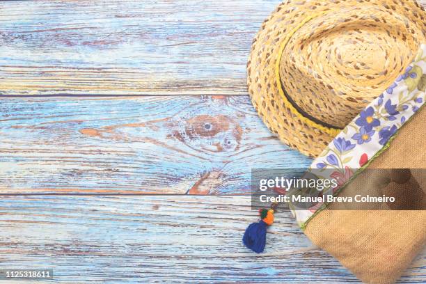 summertime - beach bag overhead stock pictures, royalty-free photos & images