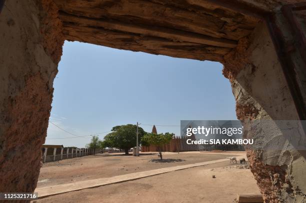 Picture taken on January 23, 2019 shows the old mosque in Kong, northern Ivory Coast, the home town of president Alassane Ouattara and ancient...