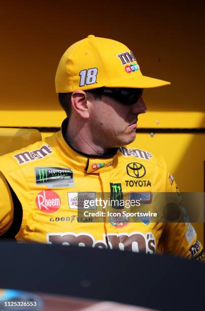 Kyle Busch, Joe Gibbs Racing, Toyota Camry M&M's Chocolate Bar during practice for the 61st annual Daytona 500 on February 15, 2019 at Daytona...