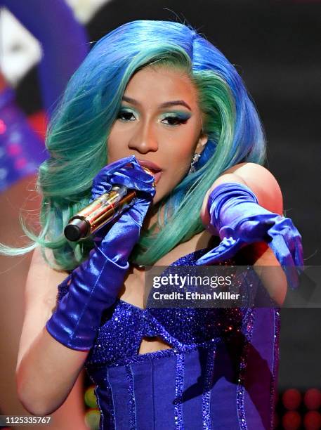 Rapper Cardi B performs during the 2019 Adult Video News Awards at The Joint inside the Hard Rock Hotel & Casino on January 26, 2019 in Las Vegas,...