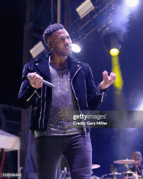 Jason Derulo performs in concert during the sold out inaugural KAABOO Cayman Festival at Seven Mile Beach on February 15, 2019 in Grand Cayman,...