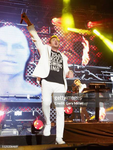 Simon Le Bon of Duran Duran performs in concert during the sold out inaugural KAABOO Cayman Festival at Seven Mile Beach on February 15, 2019 in...