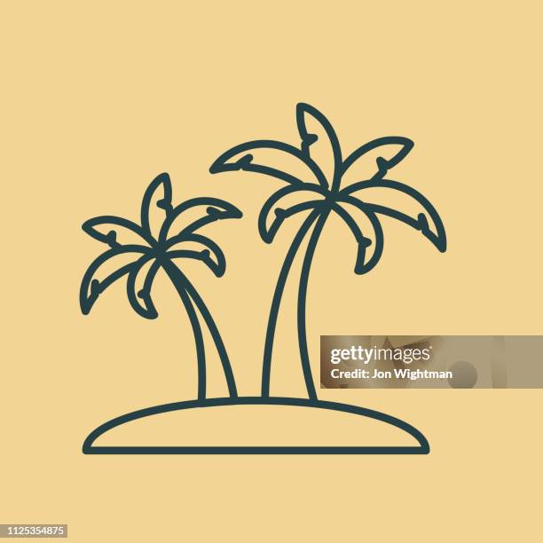 palm trees thin line icon - travel - palm trees clipart stock illustrations