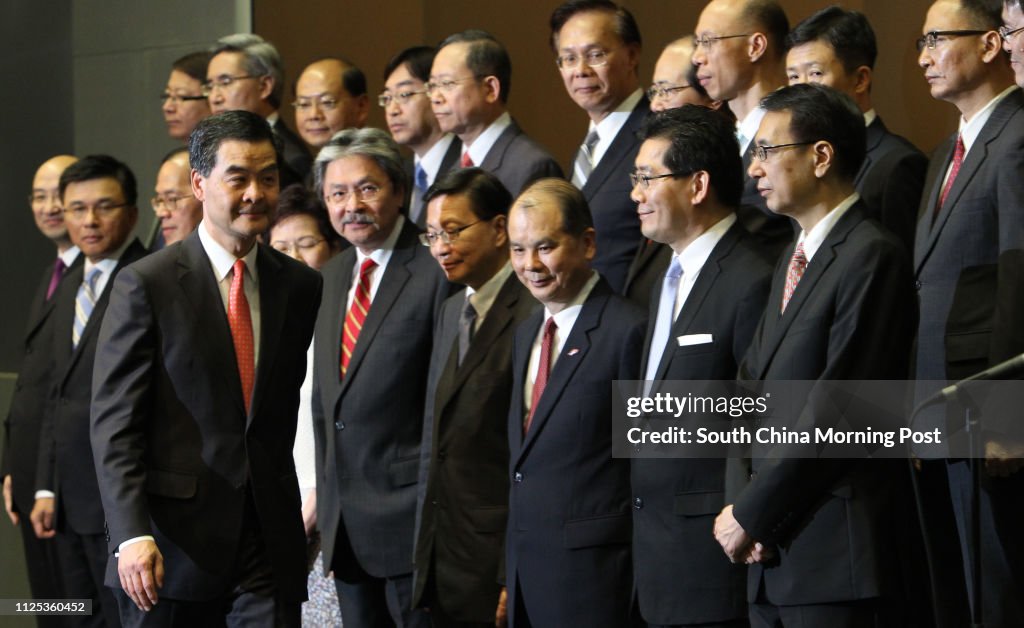 The Central People's Government, on the nomination of the Chief Executive-elect, C Y Leung, approved the appointments of Principal Officials of the fourth term of the Hong Kong Special Administrative Region (HKSAR) Government. (Front row, from L to R)Se