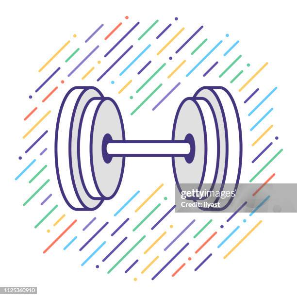 weight training flat line icon illustration - cross training stock illustrations