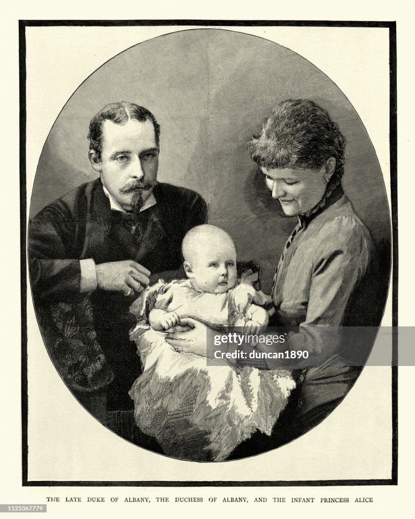 Prince Leopold, Duke of Albany with wife and daughter