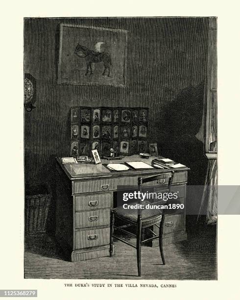 prince leopold, duke of albany, study, villa nevada, cannes - prince leopold duke of albany stock illustrations