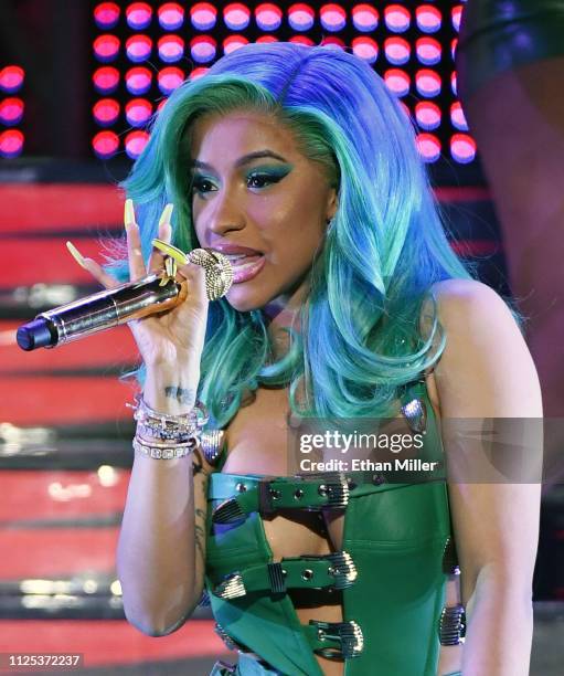 Rapper Cardi B performs during the 2019 Adult Video News Awards at The Joint inside the Hard Rock Hotel & Casino on January 26, 2019 in Las Vegas,...