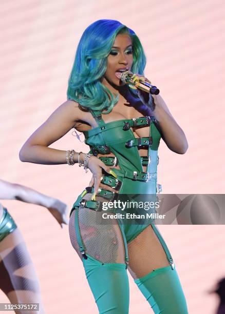 Rapper Cardi B performs during the 2019 Adult Video News Awards at The Joint inside the Hard Rock Hotel & Casino on January 26, 2019 in Las Vegas,...