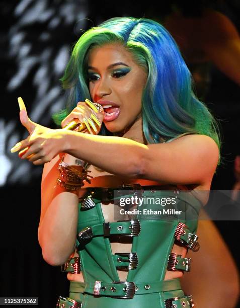 Rapper Cardi B performs during the 2019 Adult Video News Awards at The Joint inside the Hard Rock Hotel & Casino on January 26, 2019 in Las Vegas,...