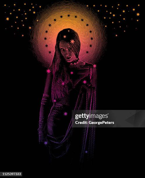 gothic style woman constellation - moon goddess stock illustrations