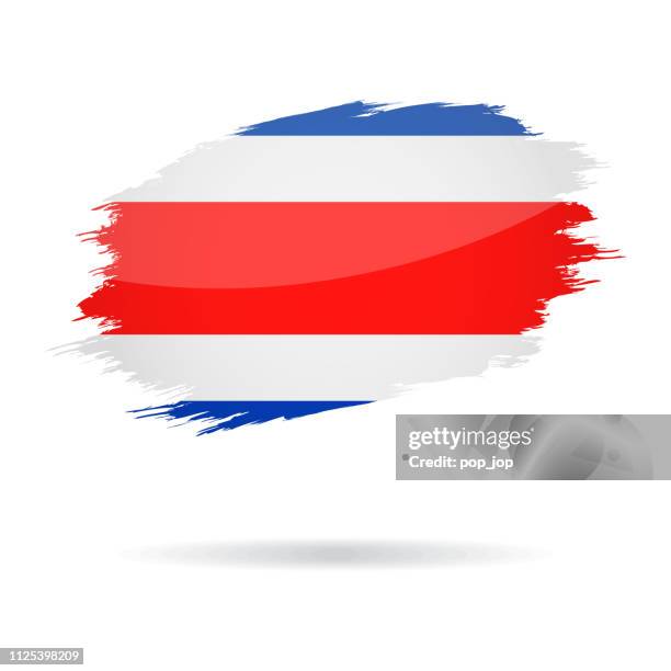 costa rica - grunge flag vector glossy icon - costa rica flag stock illustrations