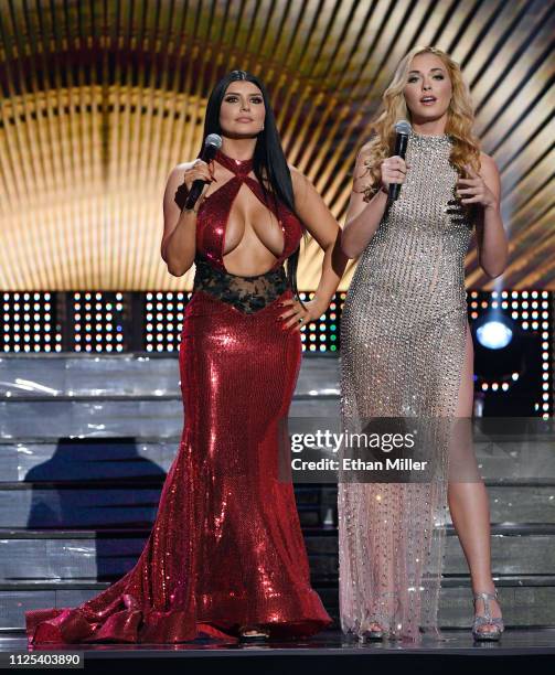 Adult film actress Romi Rain and webcam model Bailey Rayne co-host the 2019 Adult Video News Awards at The Joint inside the Hard Rock Hotel & Casino...