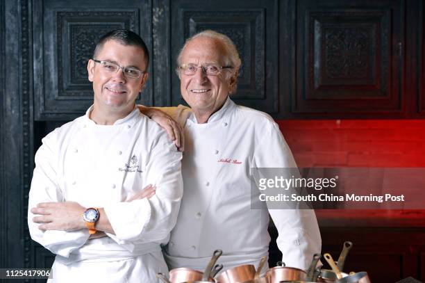 Picture of Vincent Thierry, left, caprice chef de Cuisine of Four Seasons Hotel; and chef Michel Roux at Four Seasons Hotel, Central. 15OCT12