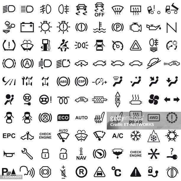 vector 100 car dashboard icons - manufacturing equipment stock illustrations