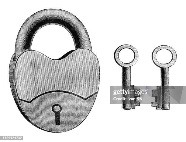 Vintage padlock set sketch engraving Royalty Free Vector