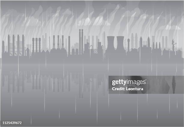 factories - acid rain stock illustrations