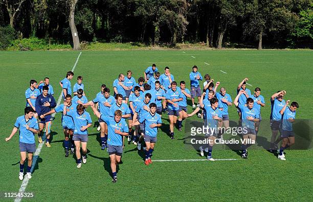 Italy U20 players in action during a training session ahead of the IRB Junior World Championship on April 19, 2011 in Tirrenia, Italy.