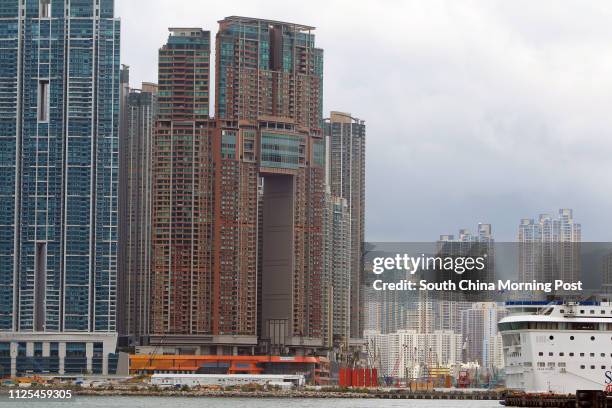 This picture shows The Arch in West Kowloon next to other residential and commercial building. 04SEP12