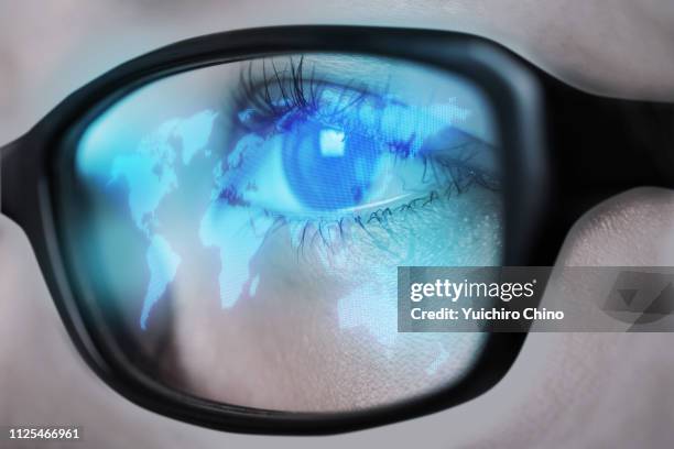 digital eye - woman map stock pictures, royalty-free photos & images