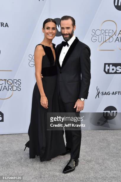 Maria Dolores Dieguez and Joseph Fiennes attend the 25th Annual Screen Actors Guild Awards at The Shrine Auditorium on January 27, 2019 in Los...