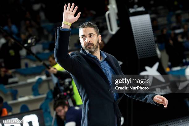 Juan Carlos Navarro receive an Honorific award during King's Cup Quarter Finals match between Valencia Basket and FC Barcelona Lassa at Wizink Center...