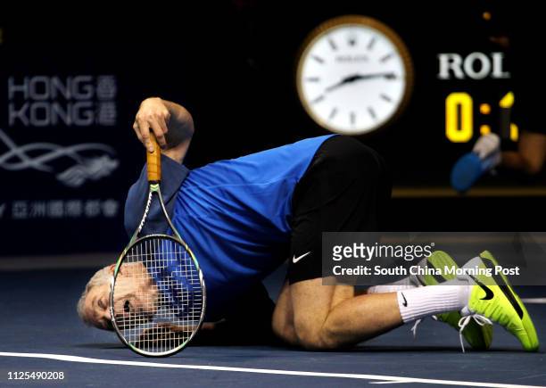 John McEnroe plays against Ivan Lendl in BNP Paribas Tennis Showdown in Asia-World Expo, Chek Lap Kok. 04MAR13