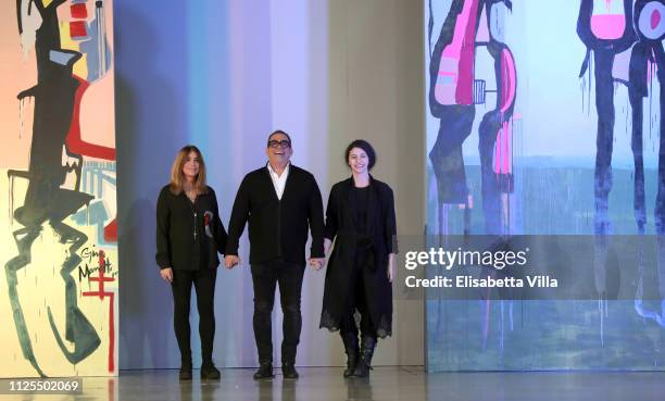 Gina Mariotto, Guillermo Mariotto and Valentina Ilardi walk the runway at the Gattinoni show during Altaroma at MACRO Via NIzza on January 27, 2019...