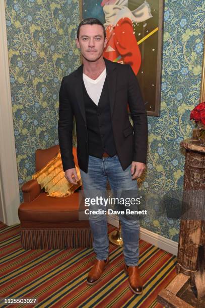 Luke Evans attends the Victoria Beckham x YouTube Fashion & Beauty after party at London Fashion Week hosted by Derek Blasberg & David Beckham at...