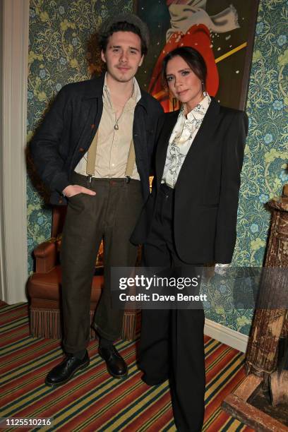 Brooklyn Beckham and Victoria Beckham attend the Victoria Beckham x YouTube Fashion & Beauty after party at London Fashion Week hosted by Derek...