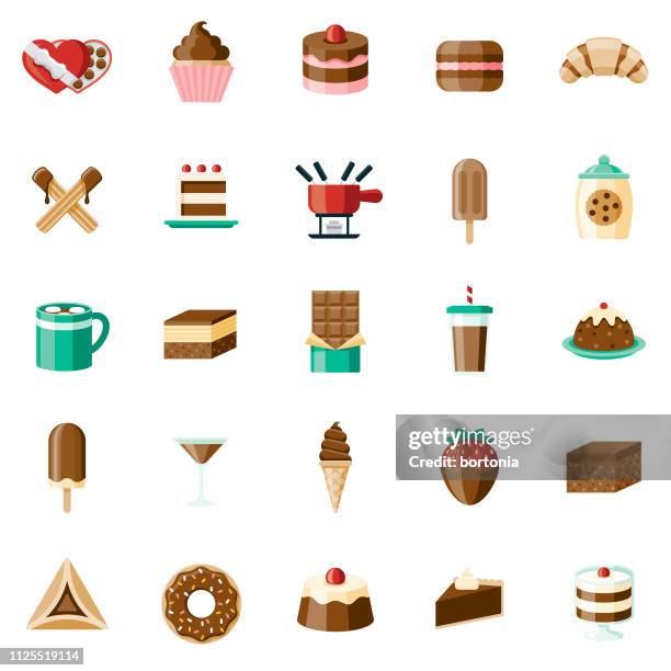 chocolates icon set - chocolate layer cake stock illustrations