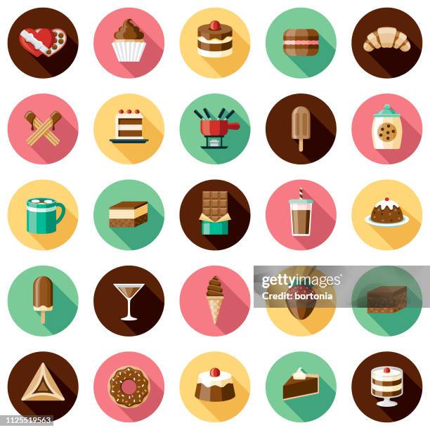 ilustrações, clipart, desenhos animados e ícones de conjunto de ícones de chocolates - cake
