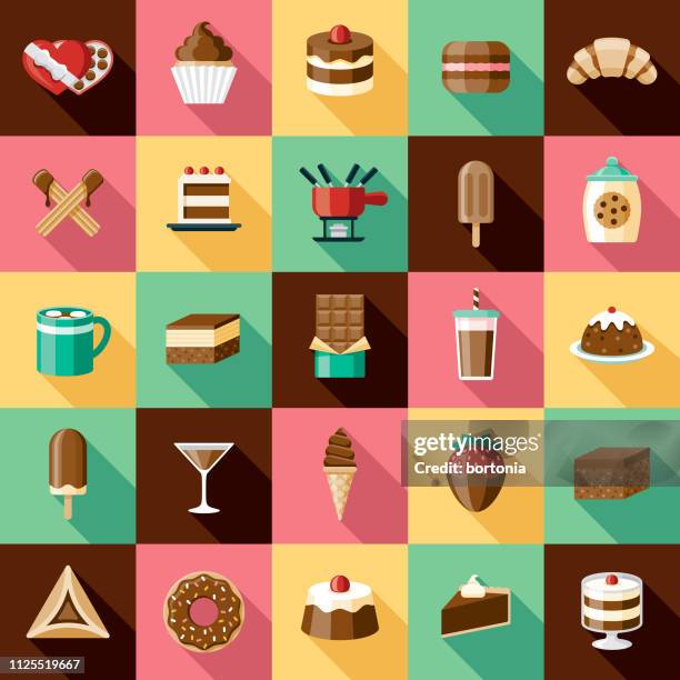 chocolates icon set - whipped food stock illustrations