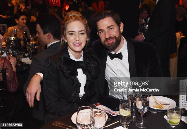 Emily Blunt and John Krasinski attend the 71st Annual Writers Guild Awards New York ceremony at Edison Ballroom on February 17, 2019 in New York City.