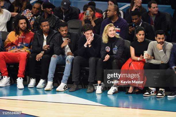 Cole, Chris Tucker, Destin Christopher Tucker, Joshua Kushner, Karlie Kloss, Beena Patel, and Hasan Minhaj attend the 68th NBA All-Star Game at...