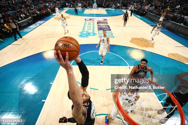 Ben Simmons of Team LeBron dunks the ball against Team Giannis during the 2019 NBA All-Star Game on February 17, 2019 at the Spectrum Center in...