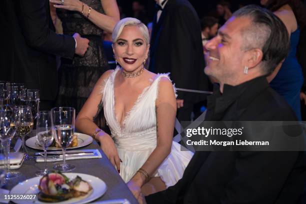 Lady Gaga and Christian Carino at the 25th Annual Screen Actors Guild Awards cocktail party at The Shrine Auditorium on January 27, 2019 in Los...