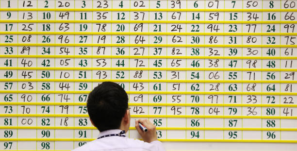Staff put the ballot number on a board at Housing Authority Customer Service Centre in Lok Fu during Ballot drawing ceremony for Sale of Surplus Home...