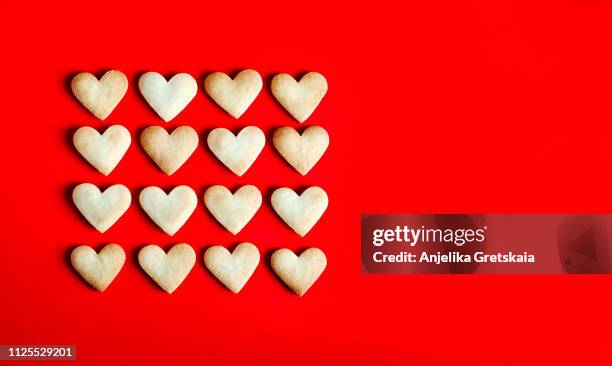 Heart Shaped Cookies For Valentines Day, Bildbanksbilder