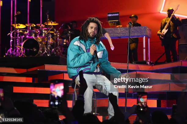 Cole performs at halftime during the 68th NBA All-Star Game at Spectrum Center on February 17, 2019 in Charlotte, North Carolina.