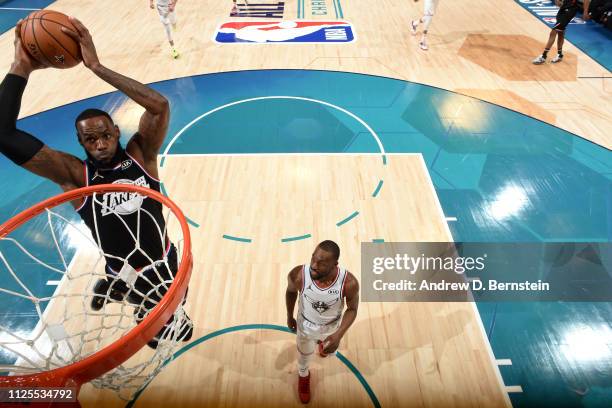 LeBron James of Team LeBron dunks the ball against Team Giannis during the 2019 NBA All-Star Game on February 17, 2019 at the Spectrum Center in...