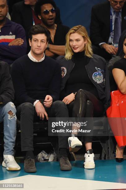 Joshua Kushner and Karlie Kloss attend the 68th NBA All-Star Game at Spectrum Center on February 17, 2019 in Charlotte, North Carolina.