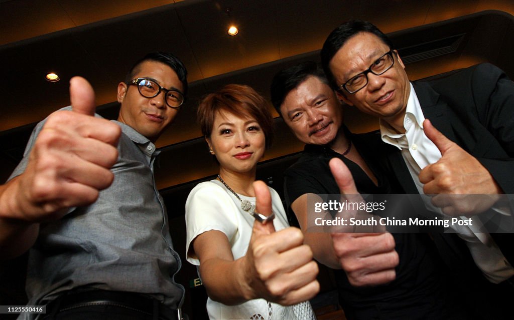(L-R) Lawrence Chou, Lau Yuk-chui and Ai Wai took up "The Challenge" given by HKTV boss Ricky Wong Wai-kay (far right) to explore Hang Son Doong in Vietnam. 25JUN13